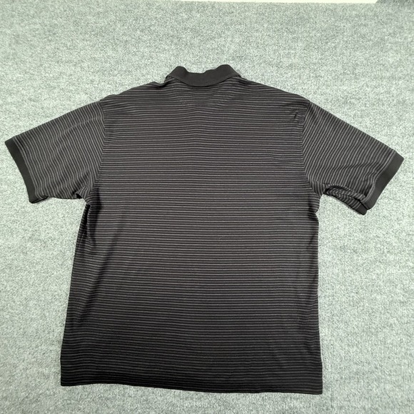 Hathaway Polo Shirt Mens Large Black Gray Striped Premium Pima Cotton Casual - Picture 11 of 11